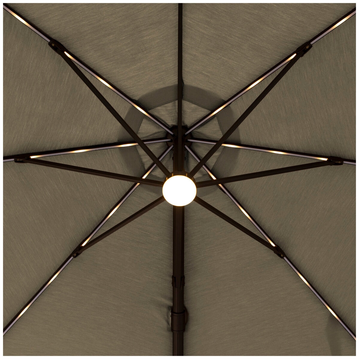 Solar Round LED Cantilever Umbrella 3.35m with Base Mushroom