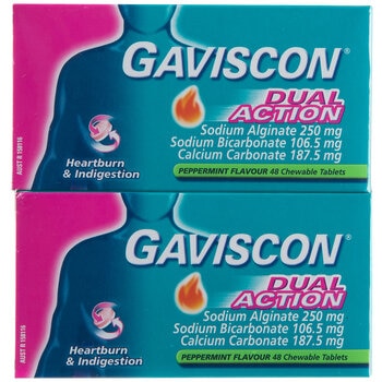 Gaviscon Dual Action Chewable Tablets 2 x 48 Count