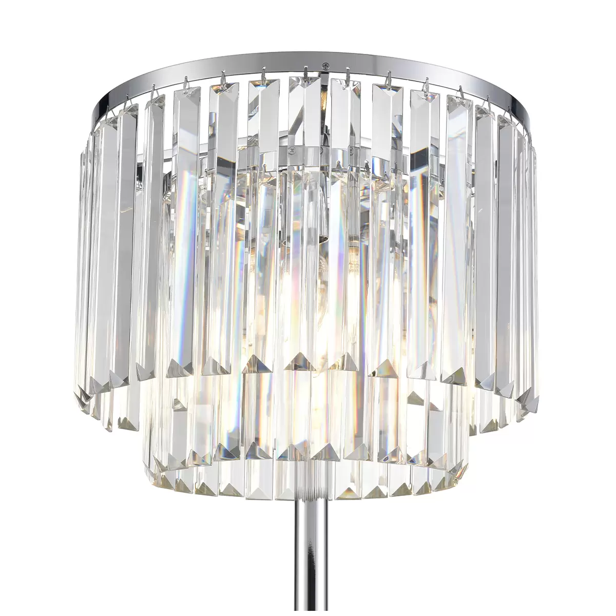 Bridgeport Designs Dual Level Clear Hanging Crystal Table Lamp