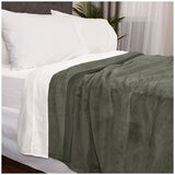 Kirkland Signature King Size Plush Blanket Steel Green