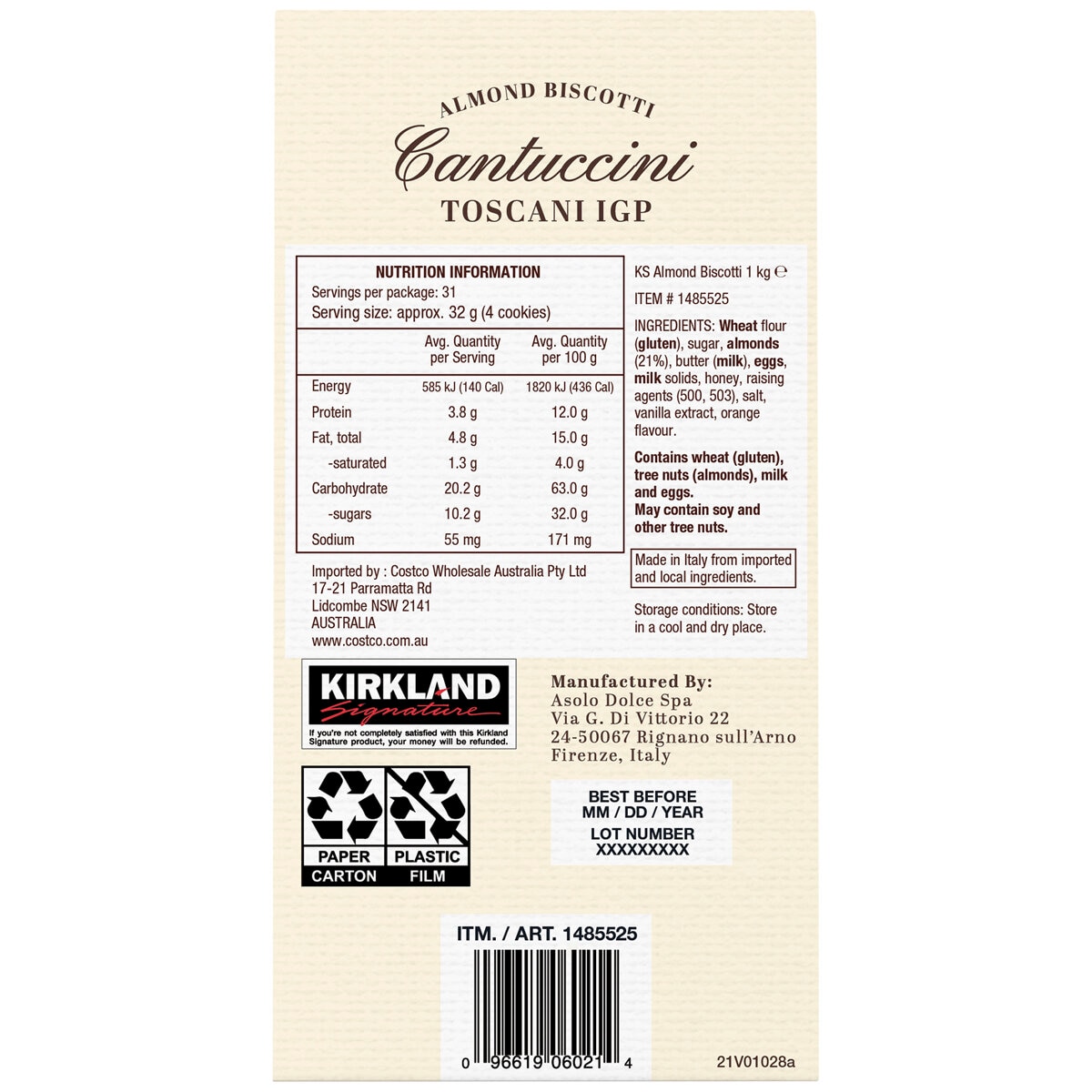 Kirkland Signature Almond Biscotti 1kg