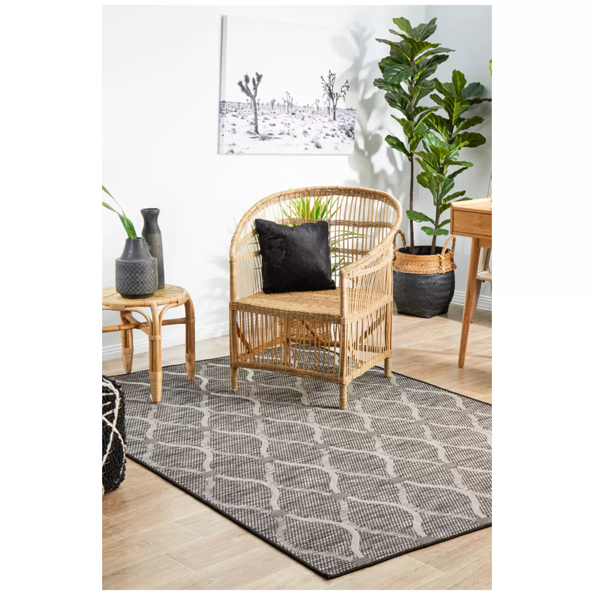 Rug Culture Terrace 5501 Black Indoor/Outdoor 230 x 160cm