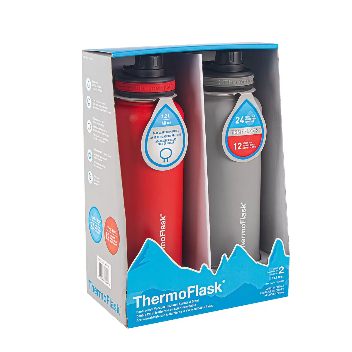 ThermoFlask Insulated Stainless Steel Bottle 2 x 1.2L 