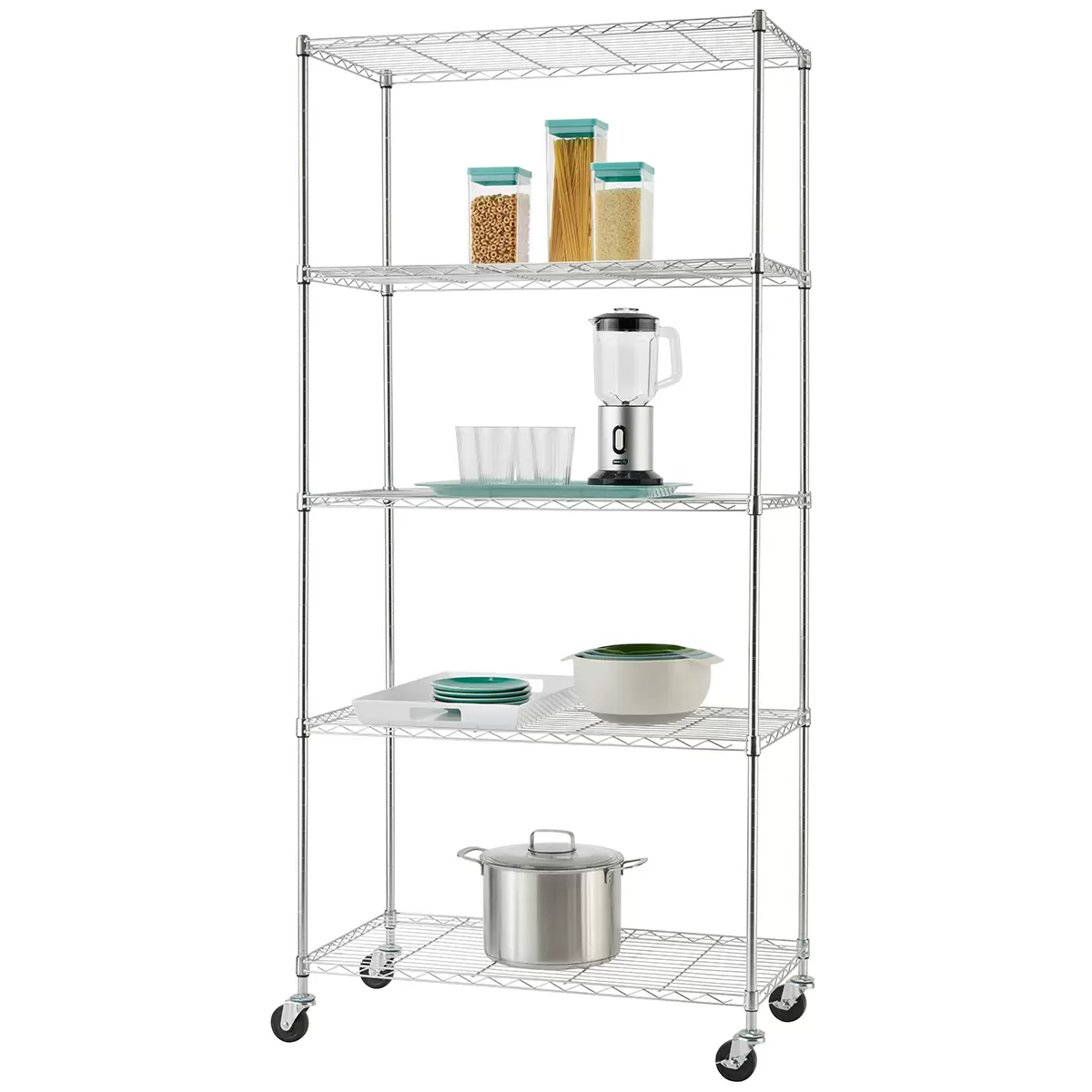 Trinity Basics 5 Tier Shelving Rack Chrome