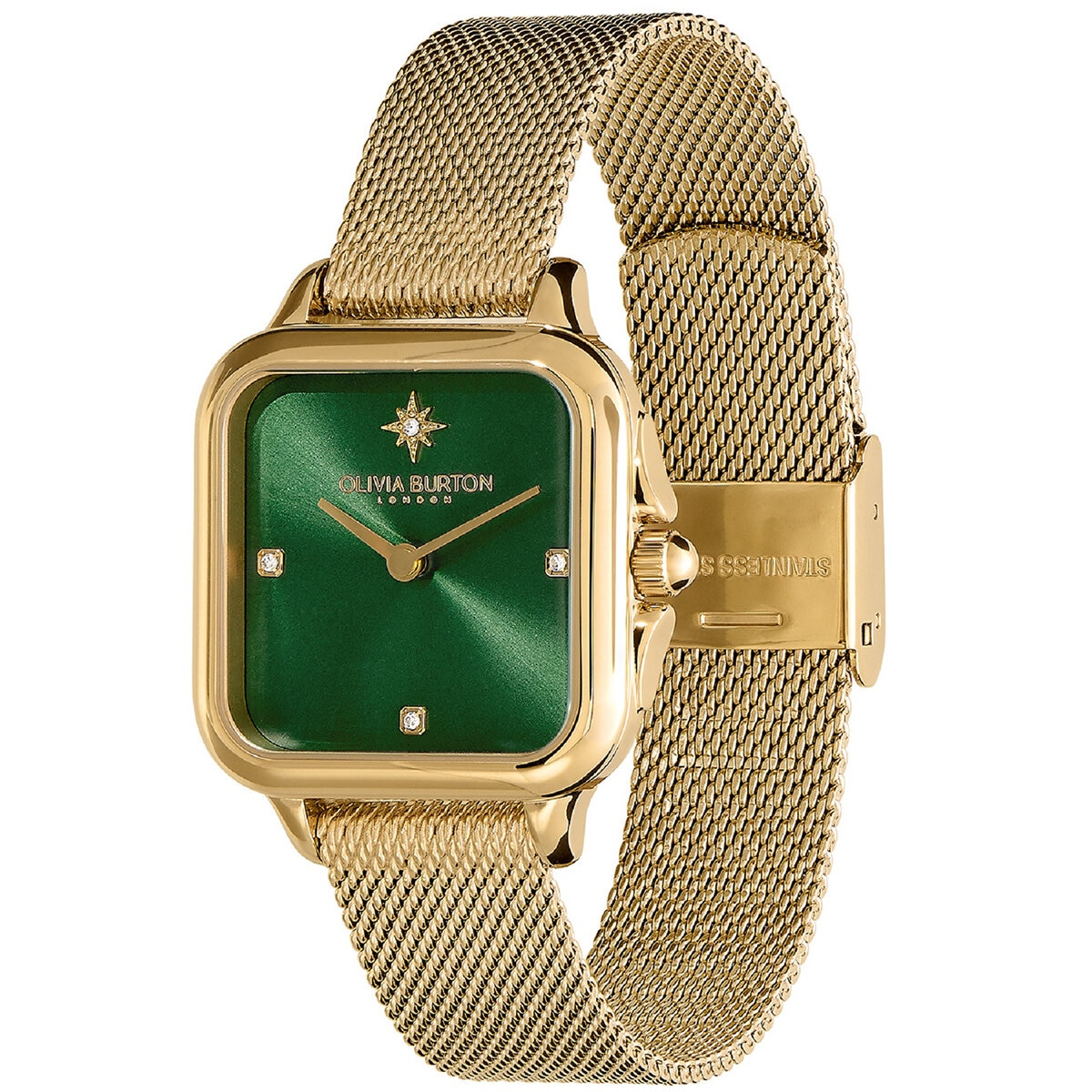 Olivia Burton Gold Steel Mesh Green Dial Women's Watch 24000087