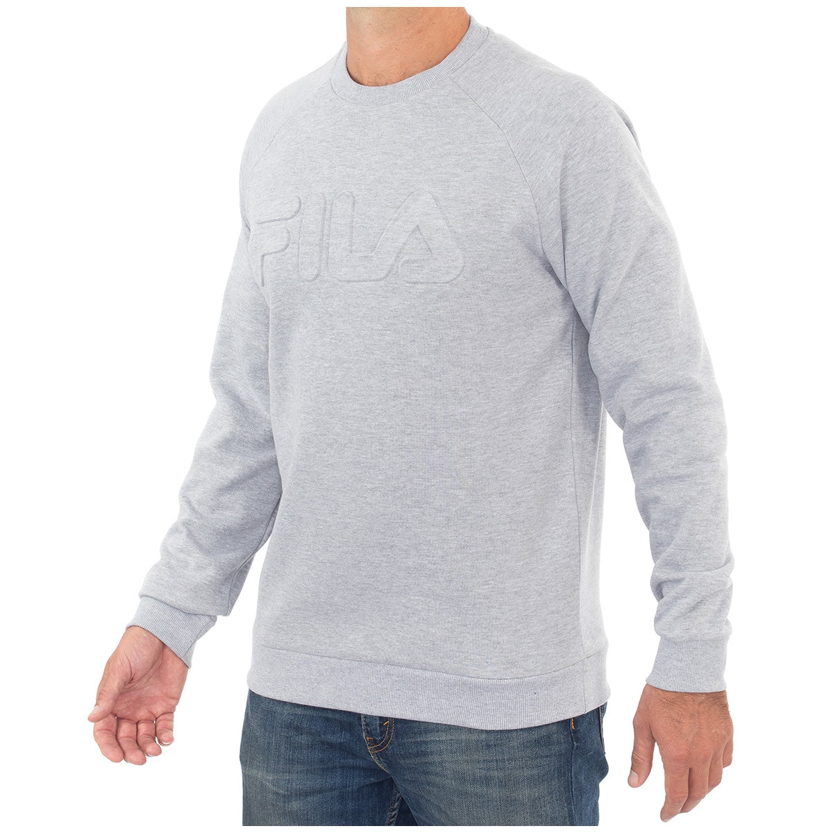 Fila Men's Thomas Crew Sweater Grey Marle Embossed | Costco Australia