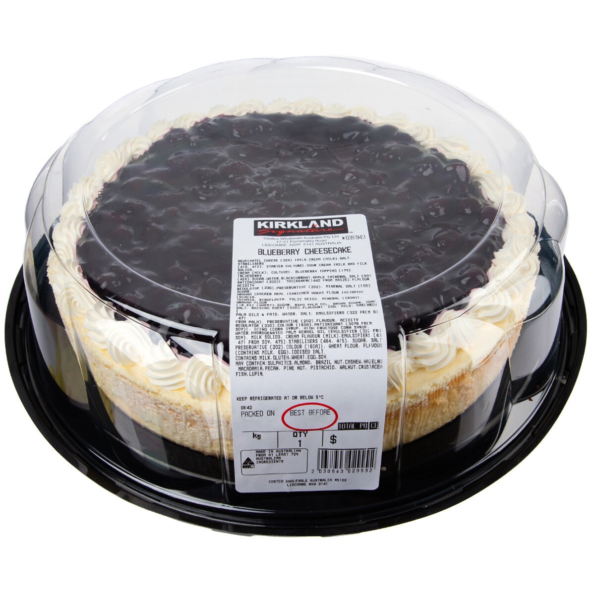 Kirkland Signature Blueberry Cheesecake 2 4kg Costco Au   99518871797790 