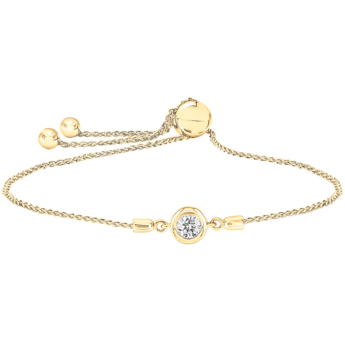 18KT Yellow Gold 0.23ctw Diamond Bolo Bracelet