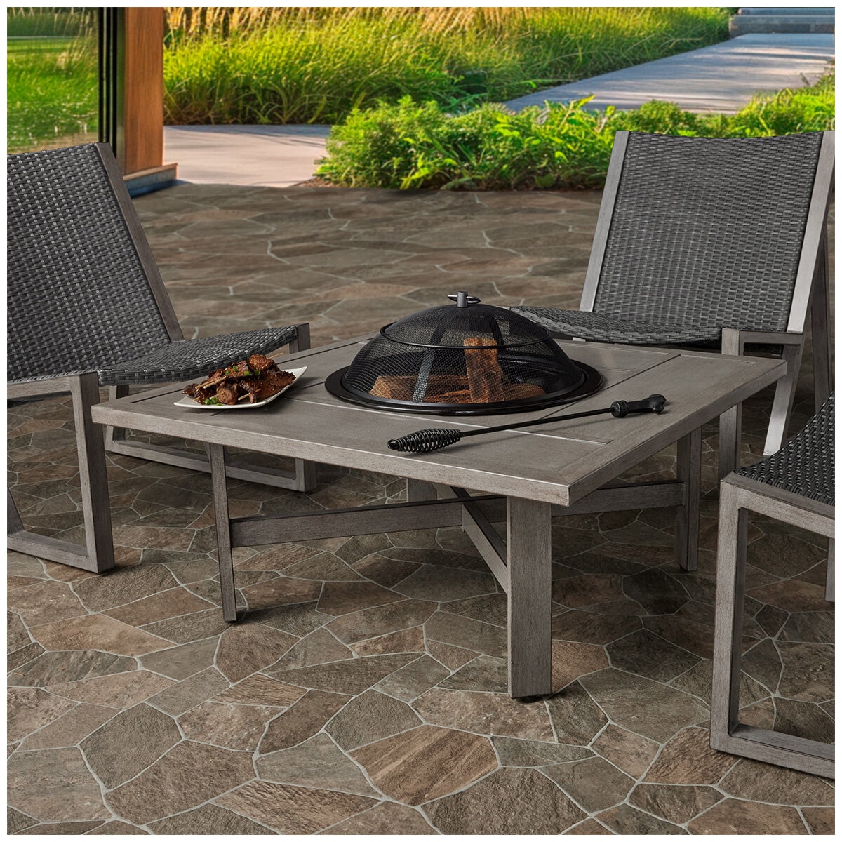 Agio Lisbon 5 Piece Wood Burning Fire Chat Set