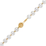 14KT Yellow Gold 8.5-9.5m Cultured Freshwater Pearl Multi-Cut Bead Flower Bracelet