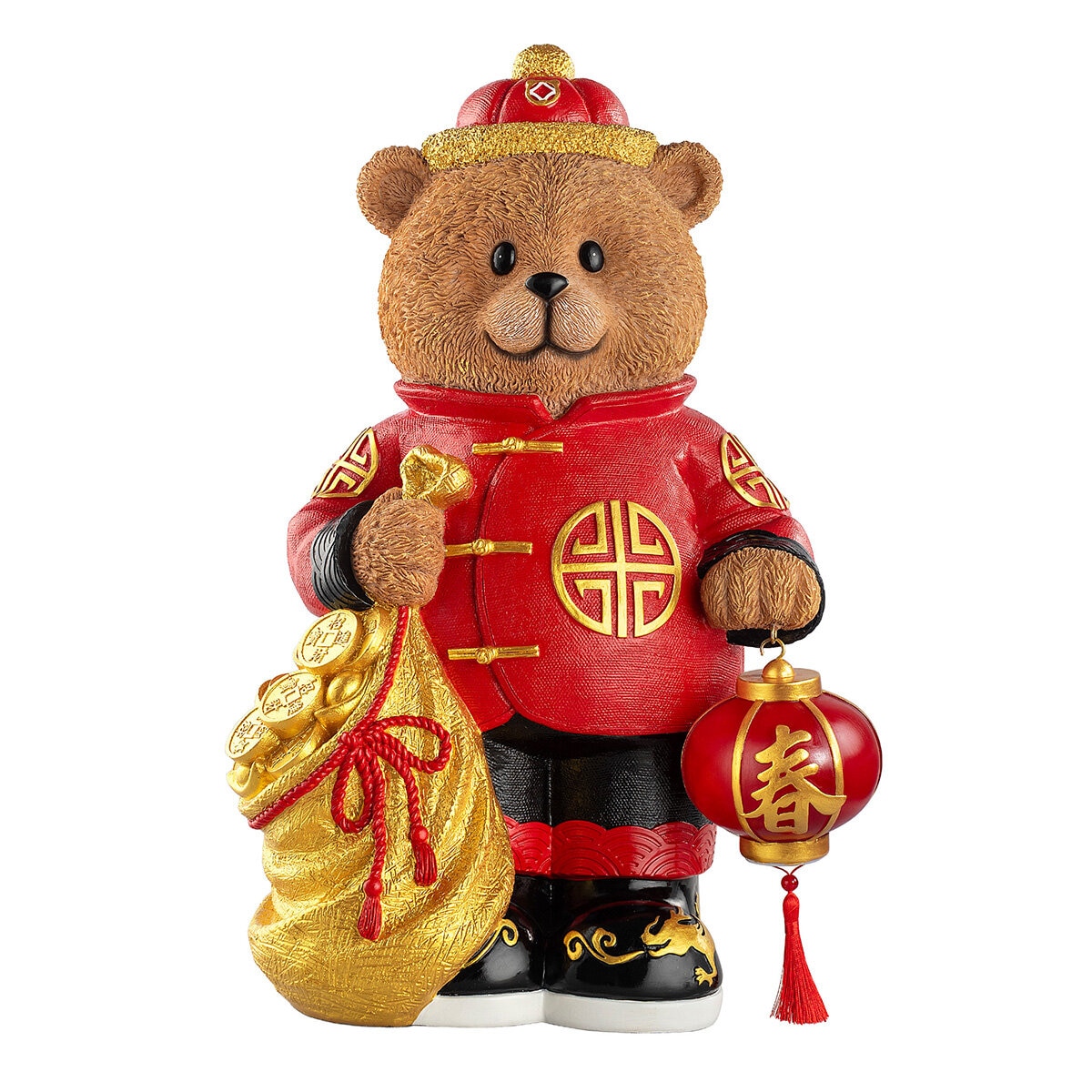 Bear Greeter with Lantern & Money Bag 48cm