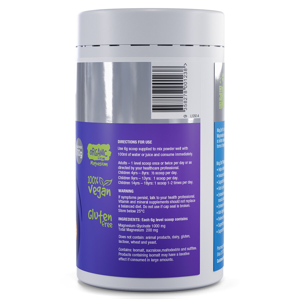 Vitaceuticals MagZorb Magnesium Glycinate 1000mg Powder 510g Vitaceuticals MagZorb Magnesium Glycinate 1000mg Powder 510g