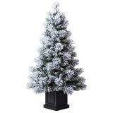 Pre-Lit Glitter Flocked Potted Artificial Christmas Tree 1.37M