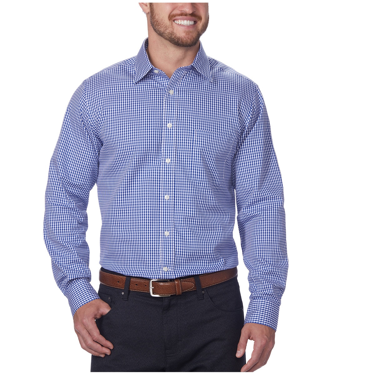 Kirkland Signature Men's Long Sleeve Dress Shirt Blue