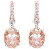 18KT Rose Gold 0.18ctw Round Diamond Morganite Drop Earrings