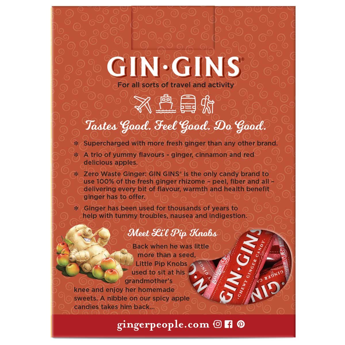 Gin Gins Spicy Apple Ginger Chews Candy 12 x 84g