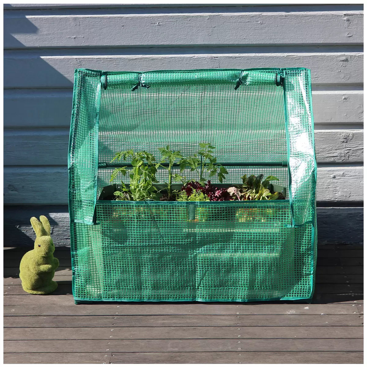 Greenlife Patio Garden Bed with Greenhouse Cover & Base 80 x 50 x 30cm 