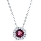 18KT White Gold 0.30ctw Diamond And Pink Tourmaline Pendant