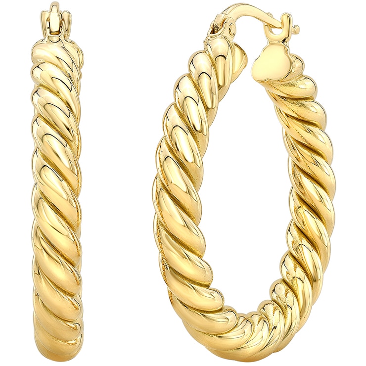 14KT Yellow Gold Twisted Hoop Earrings Costco Australia