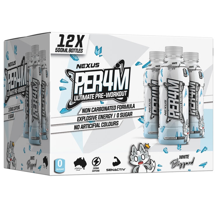 Nexus Per4m Pre-Workout Non Carbonated Drink 12 x 500ml White Blizard Nexus Per4m Pre-Workout Non Carbonated Drink 12 x 500ml White Blizard