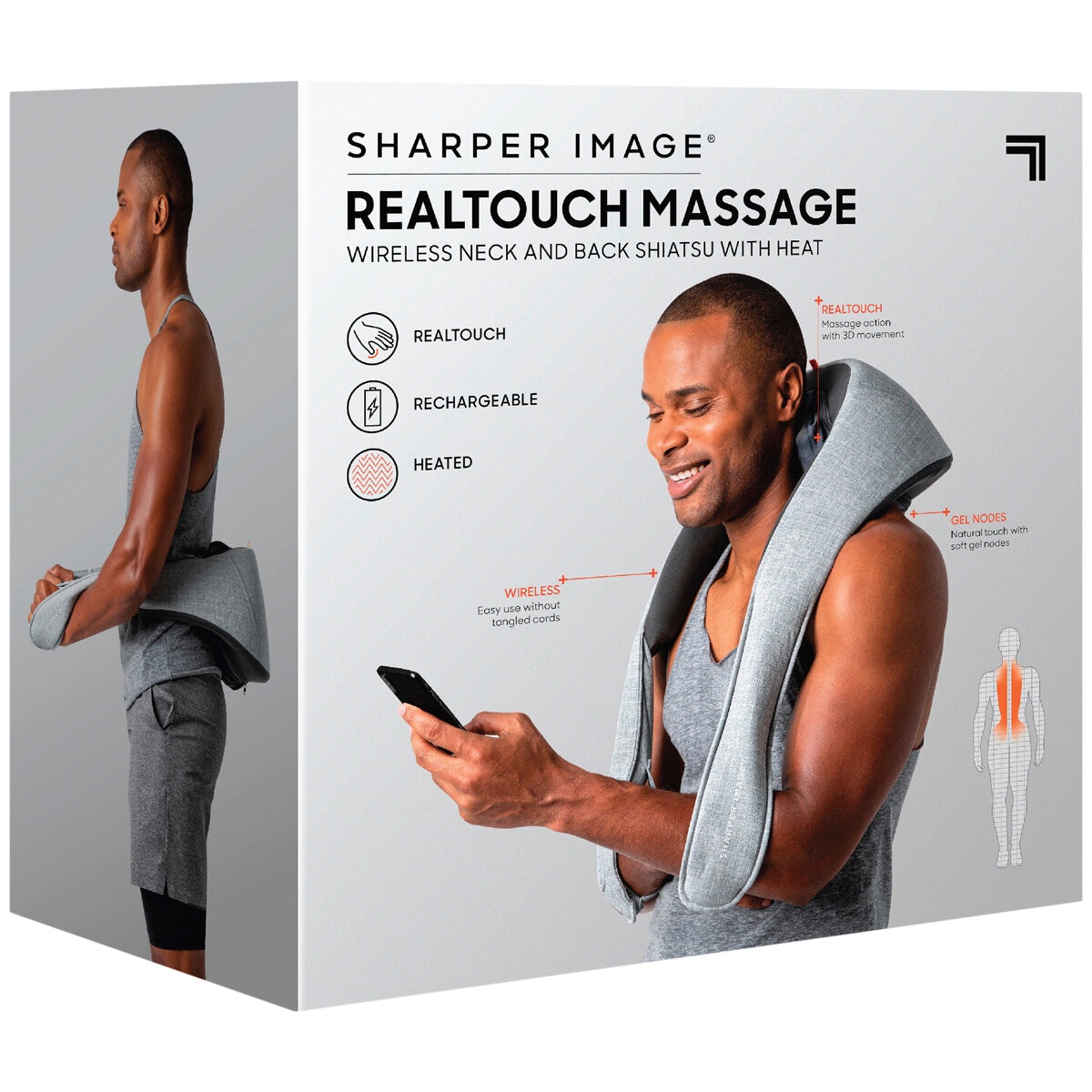 Sharper Image Real Touch Shiatsu Wireless Back and Neck Massager TSMSWNBX