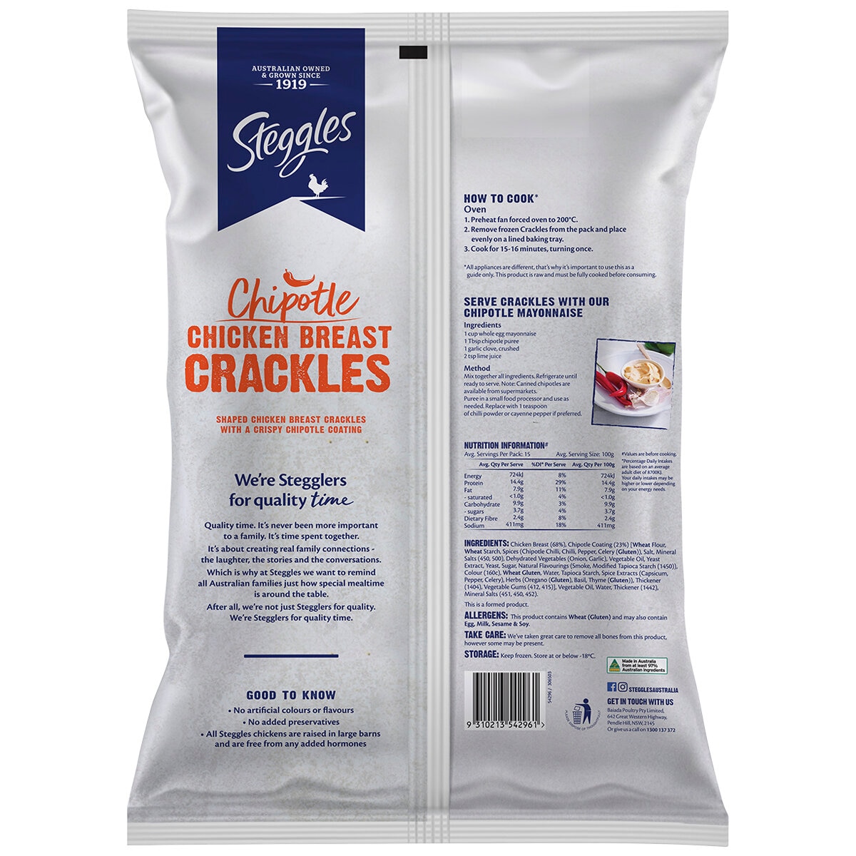 Steggles Chipotle Breast Crackles 1.5kg