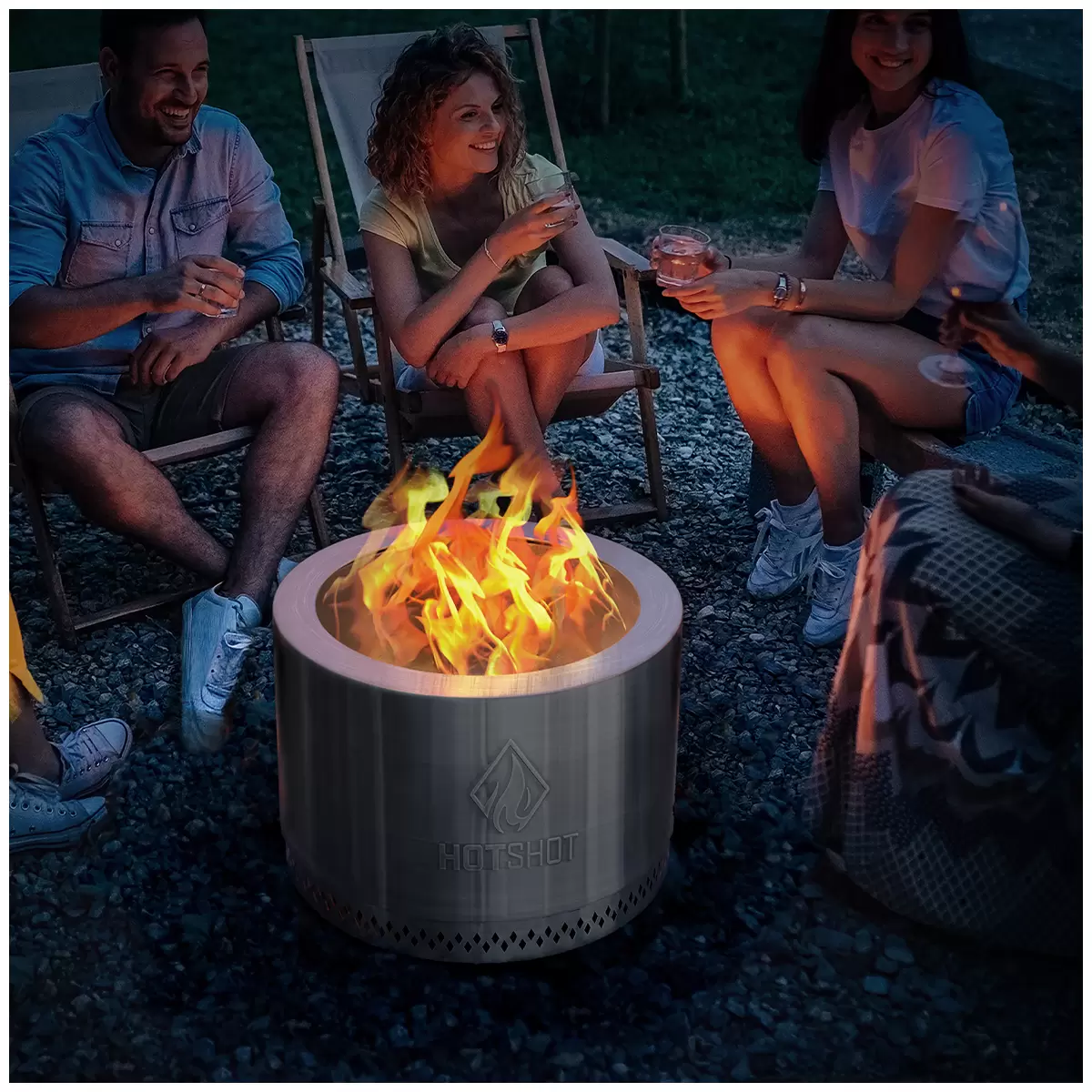 HotShot 22 Inch Wood Burning Fire Pit with Grill