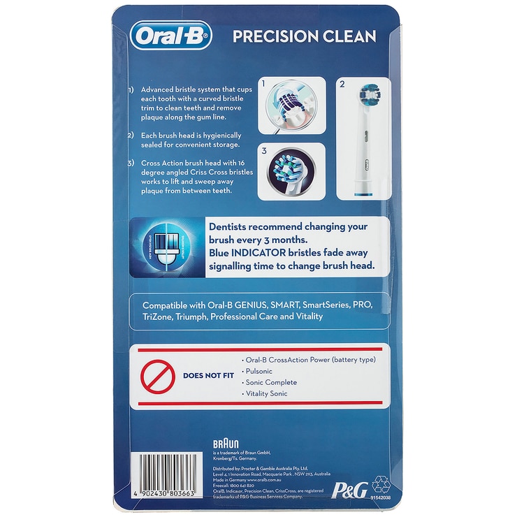 Oral B Precision Clean & Cross Action Electric Toothbrush Heads 10pk