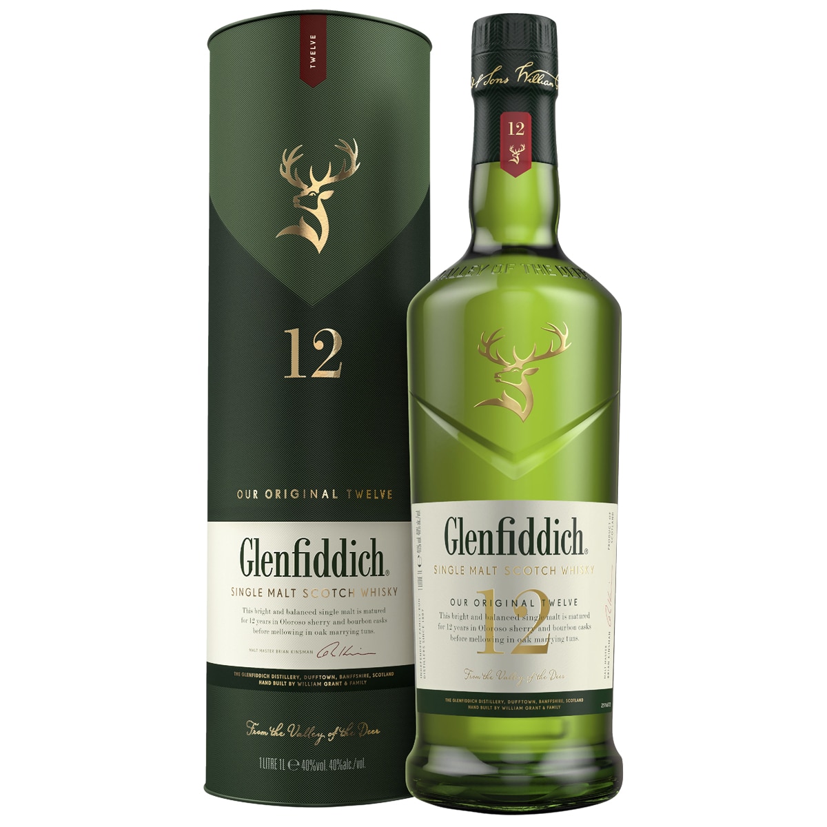 Glenfiddich 12 Year Old Single Malt Scotch Whisky 1L