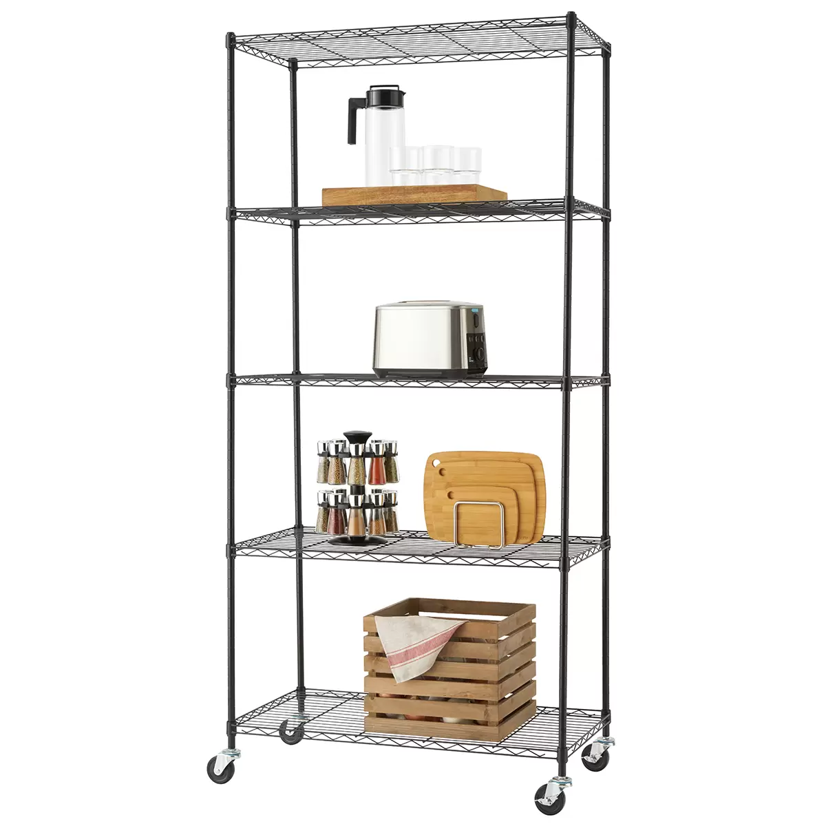 Trinity Basics 5 Tier Shelving Rack Black