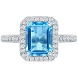 18KT White Gold Halo Blue Topaz 0.24ctw Diamond Ring