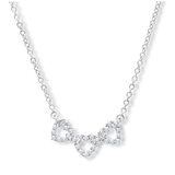 18KT White Gold 0.19ctw Triple Heart Diamond Set Necklace