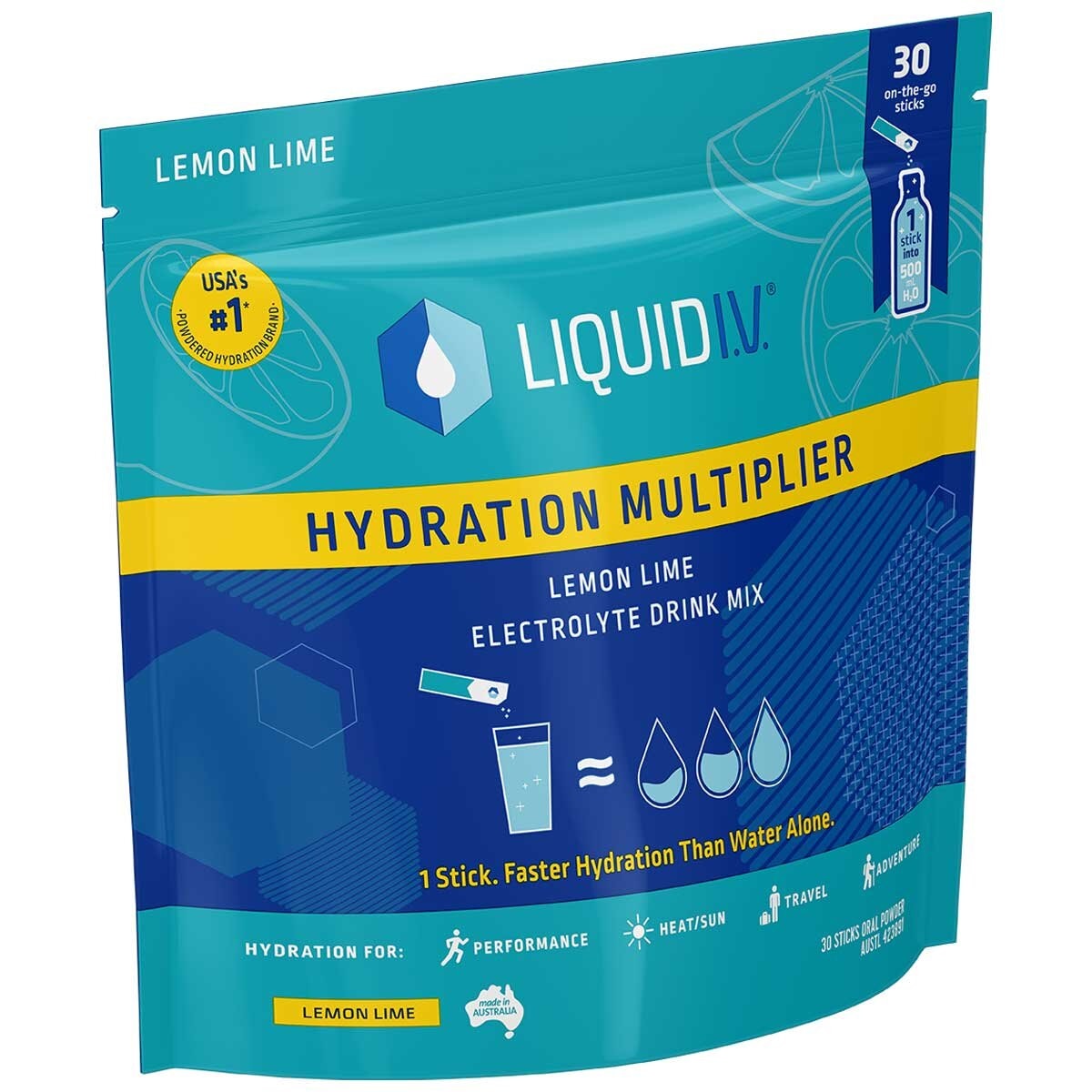 Liquid I.V. Hydration Multiplier Electrolyte Drink Mix Lemon Lime 30 Sachets