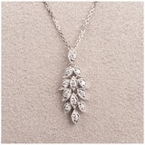 18KT White Gold 0.18ctw Etheral Cascading Leaves Diamond Pendant