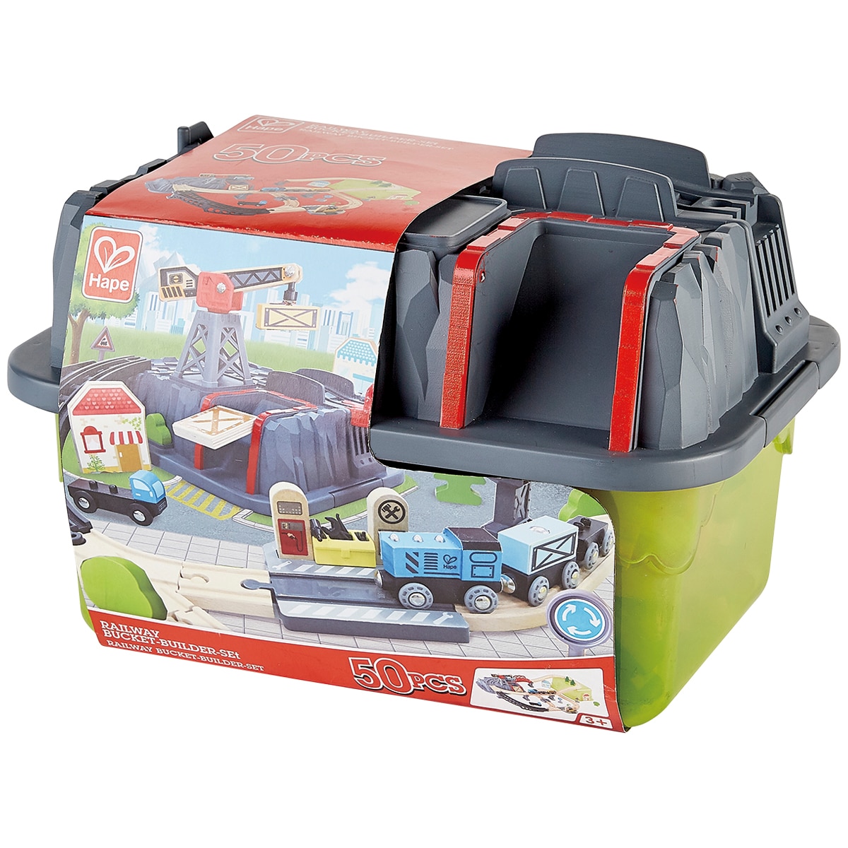 hape railway bucket builder train set