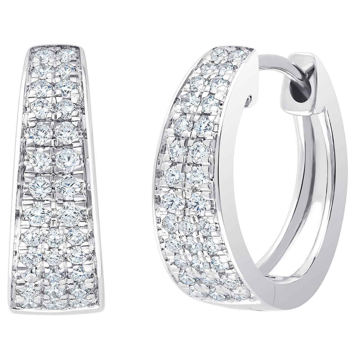 18KT White Gold 0.25ctw Diamond Hoop Earrings