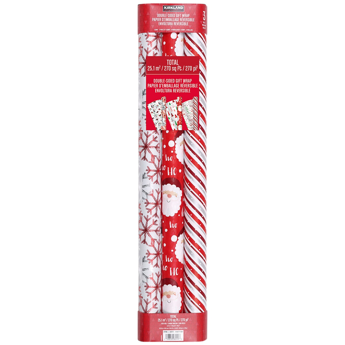 Kirkland Signature Red and White Double-Sided Gift Wrap 6 Pack