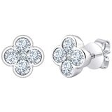 18KT White Gold 0.65ctw Round Diamond Clover Earrings