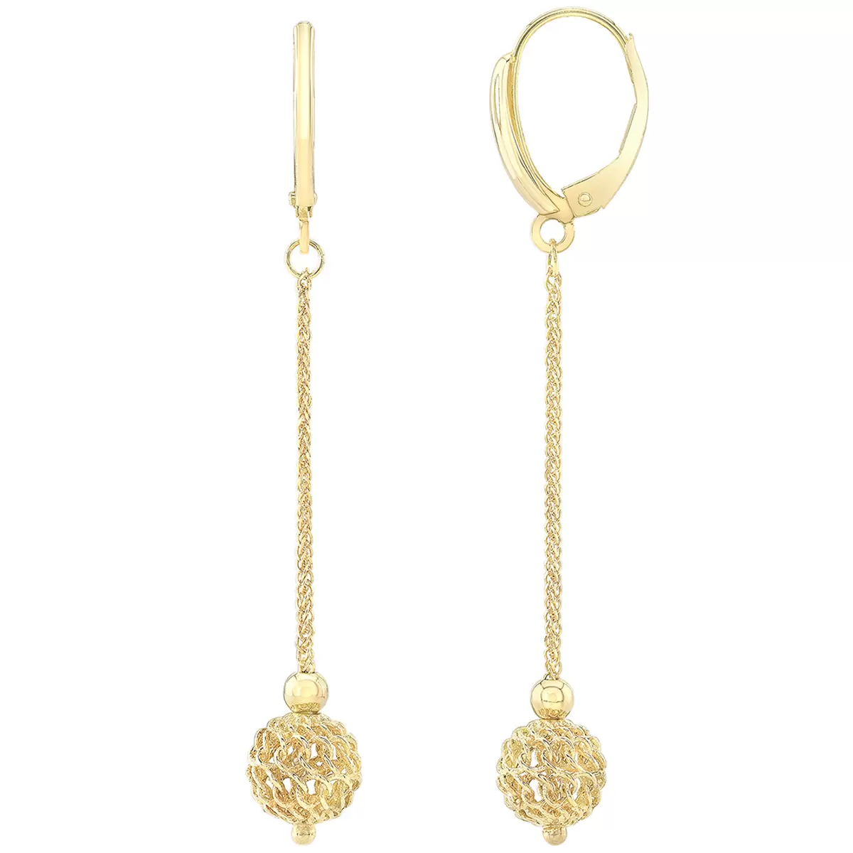 18KT Yellow Gold Dangle Sphere Earrings