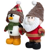 Standing Figurine 2 Piece Santa And Penguin