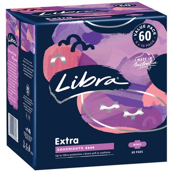 Libra Extra Long Goodnight Pads With Wings 60 Pack