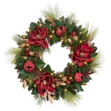 1785068 Pre-lit LED Magnolia Wreath