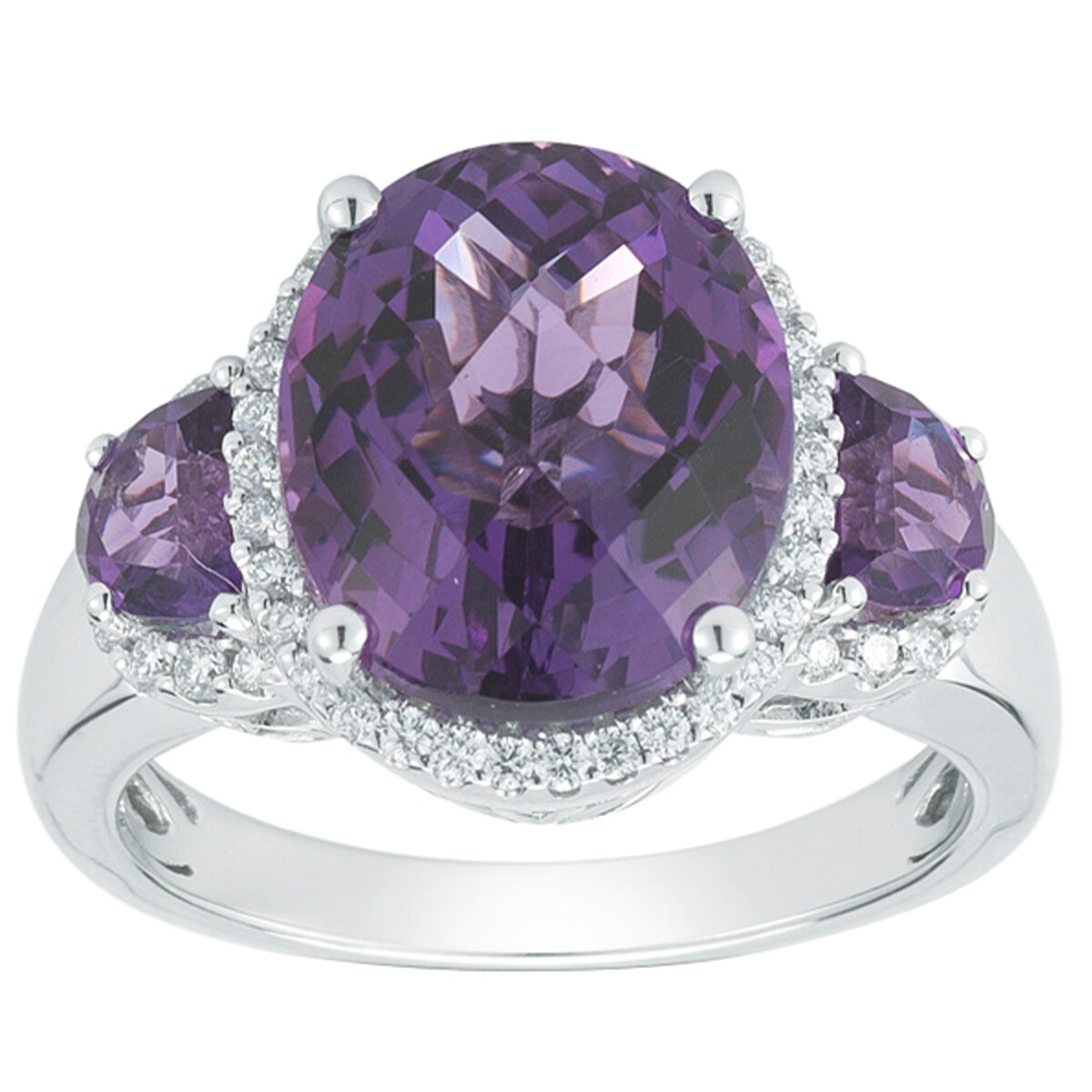 18KT White Gold Amethyst 0.28ctw Diamond Ring | Costco Au...