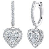 18KT White Gold Heart Shape 0.82ctw Diamond Earrings