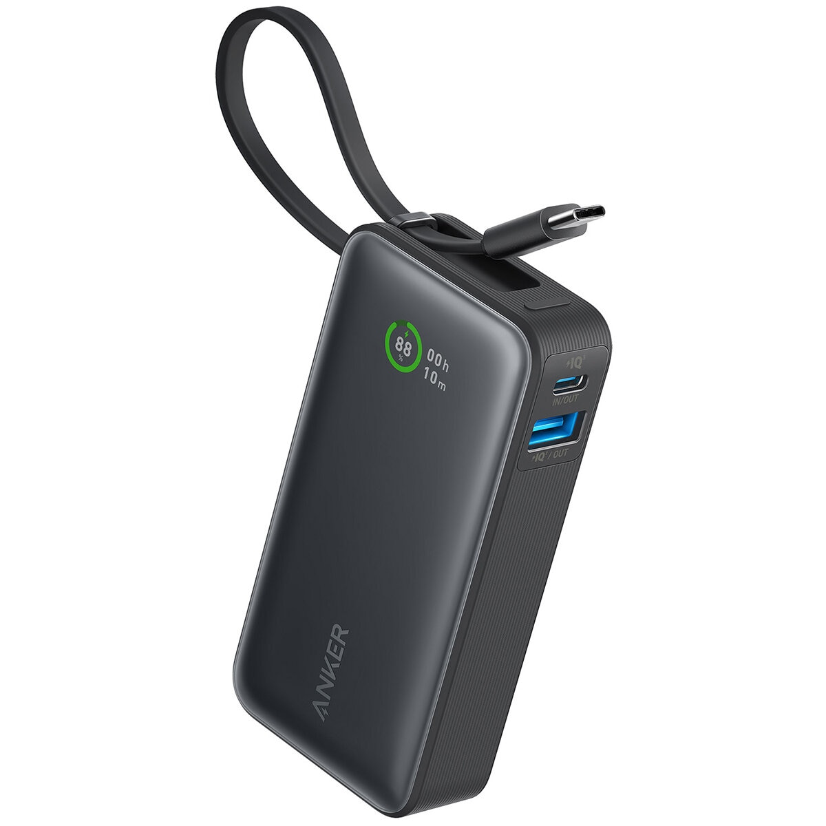 Anker Nano 10K 30W Power Bank With Built In USB-C Cable Black A1259H11