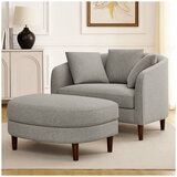 Thomasville Fabric Oversize Accent Chair With Storage Ottoman