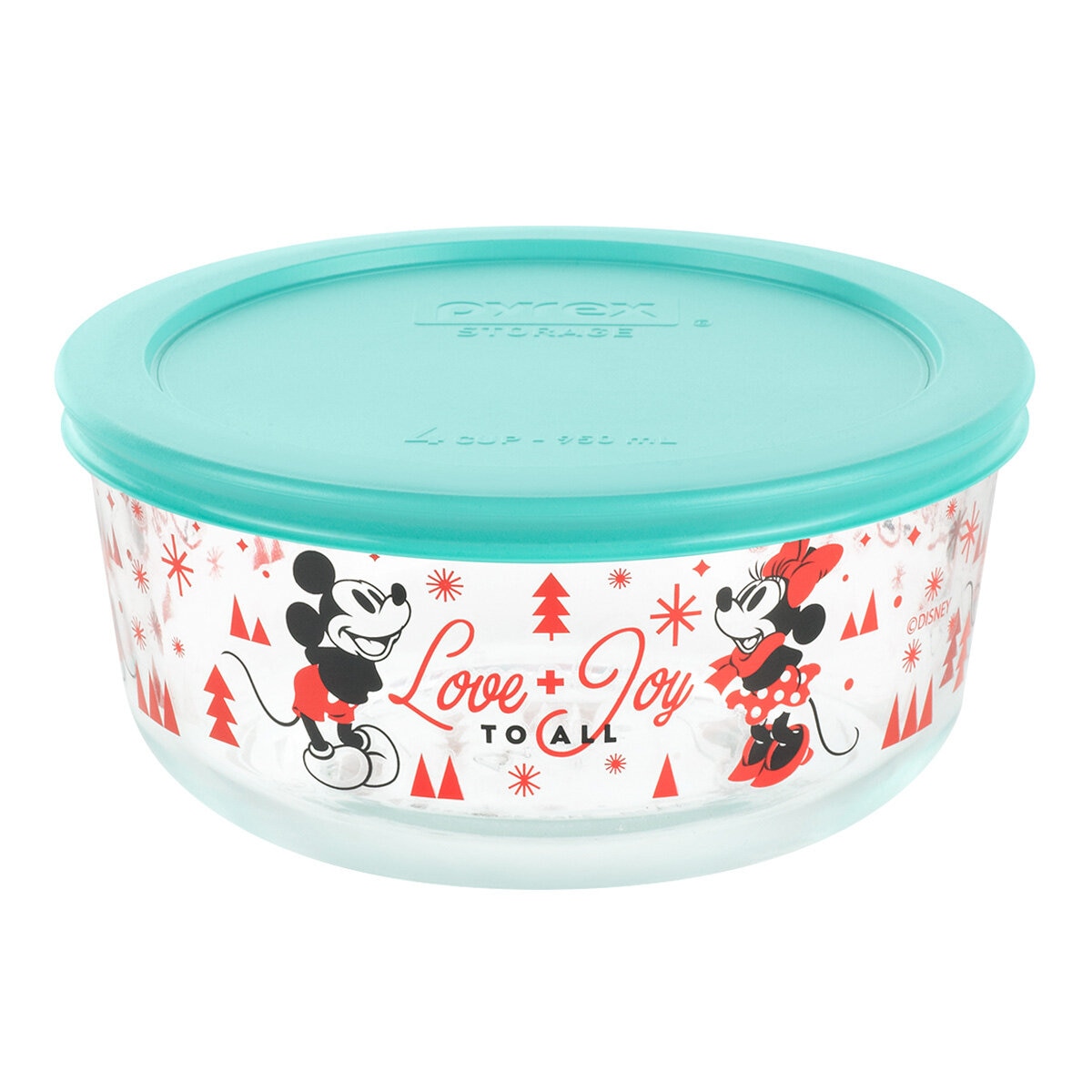 Pyrex Disney Holiday Mickey and Minnie Mouse Container Set 2 Glass Storage  Box 