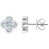 18KT White Gold 0.65ctw Round Diamond Clover Earrings