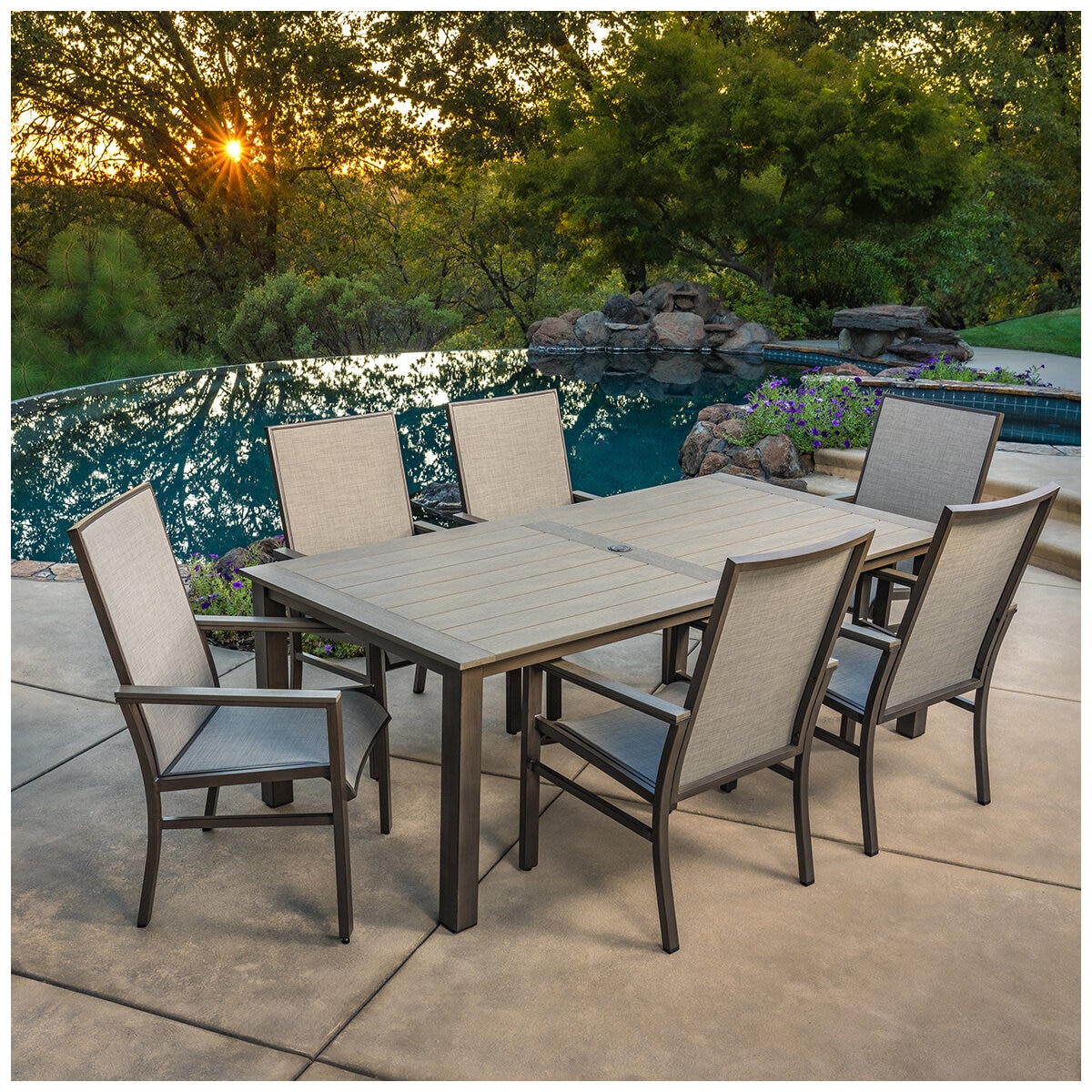 SunVilla Nichols Stationary 7 Piece Dining Set