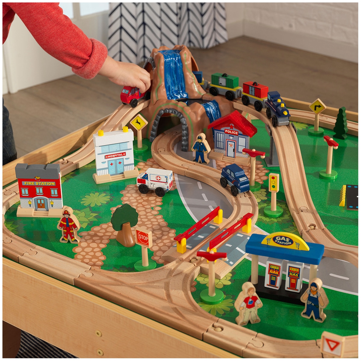 kidkraft waterfall mountain train set and table costco